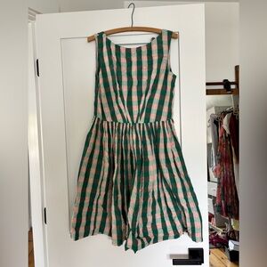 Cute green and pink gingham dress